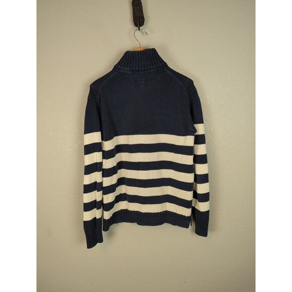 Boden Mens 1/4 Zip Pullover Sweater Size M Medium Navy Blue White Stripe Cotton - Picture 5 of 8